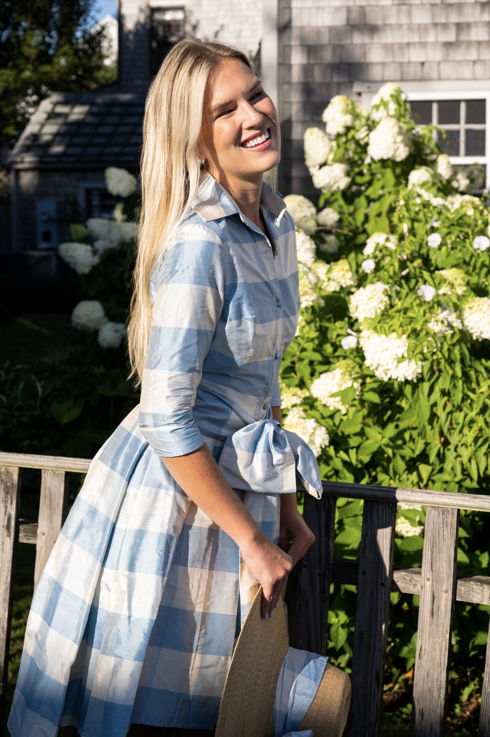 Collared Cocktail Dress - Large Blue Check — Luciana Emilia